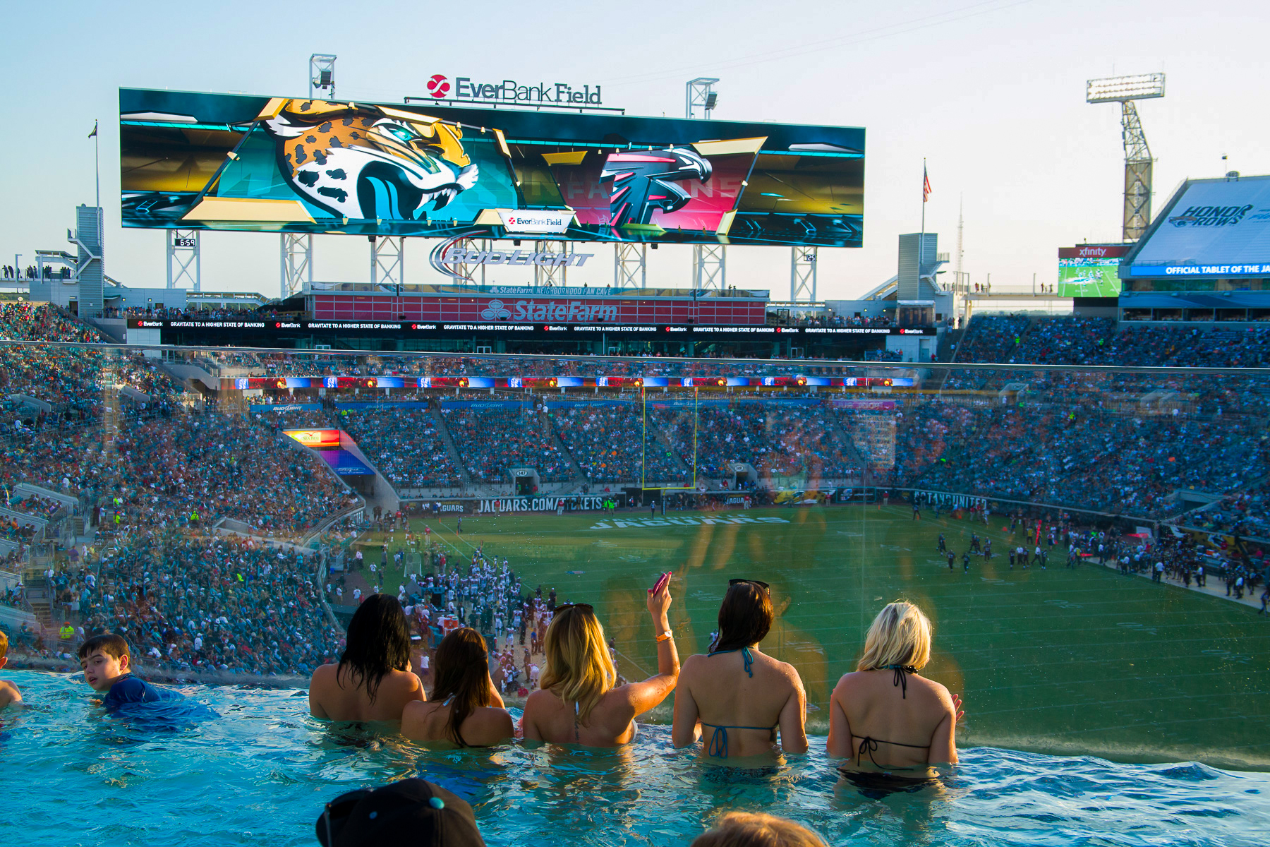 Showing a pool in an NFL Stadium.